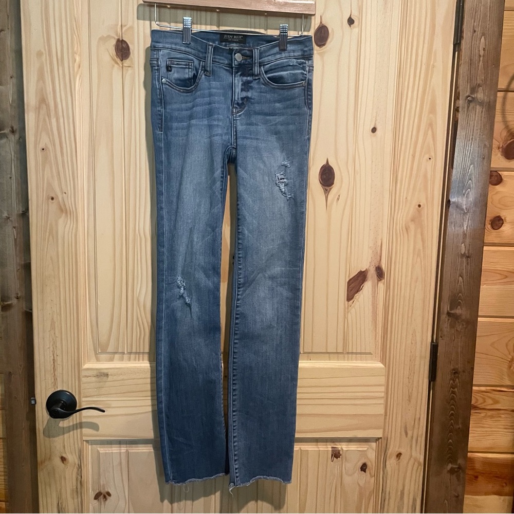 Judy Blue Women's Straight Leg Jeans - Distressed Blue